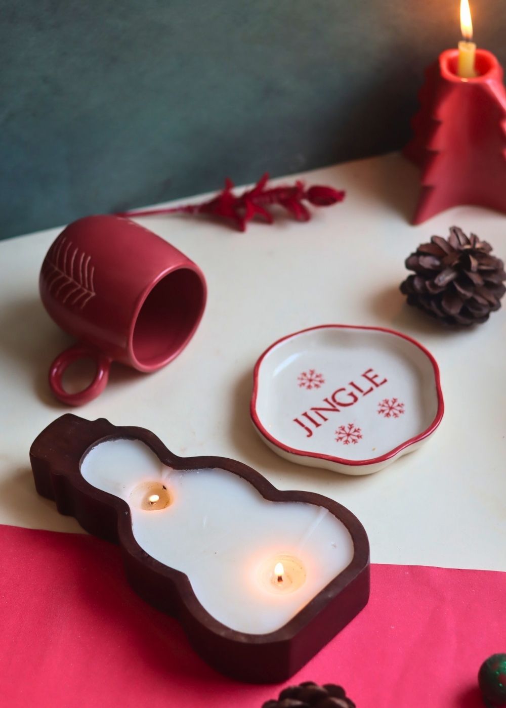 Set of 3 - Snowy Night Combo made by wood & ceramic