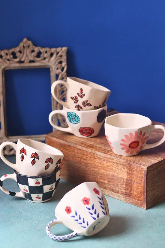 Set of 6 Mystic Bloom Mugs (for the price of 5) made by ceramic