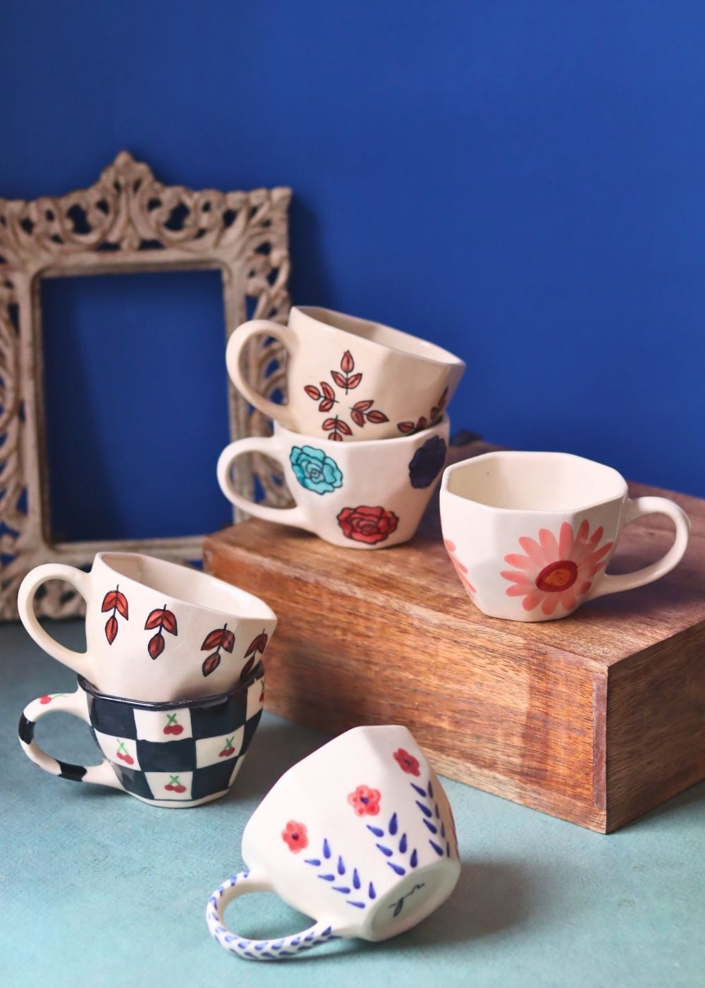Set of 6 Mystic Bloom Mugs (for the price of 5) made by ceramic