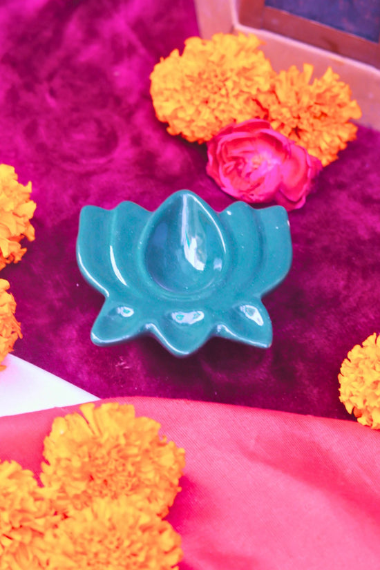 Handmade Set of 4 - Bottle Green Diya