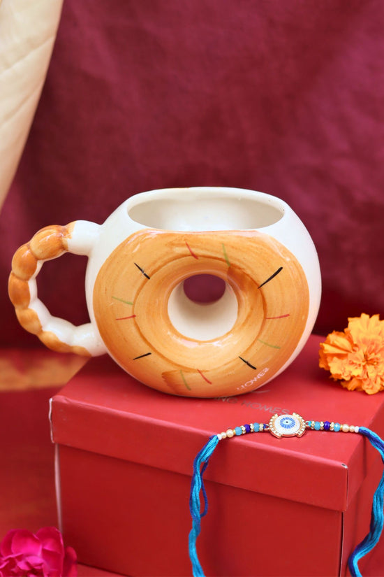 Donut Mug - Brown Rakhi Gift Box handmade in India