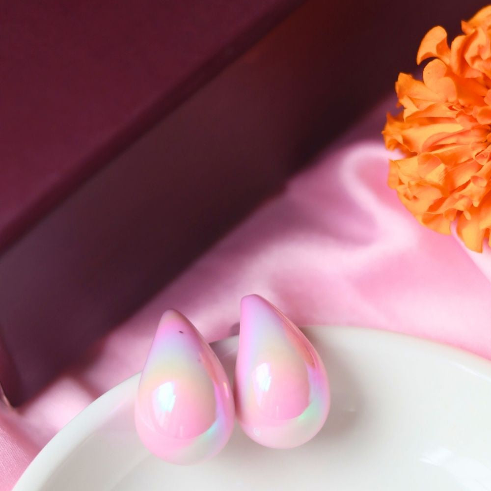 Handmade Waterdrop Earrings - Pink