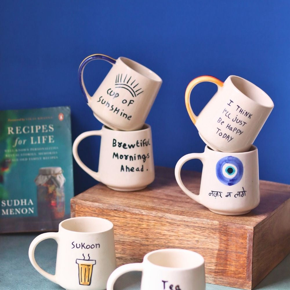 Handmade Set of 6 (Quoted Mugs) for the price of 5