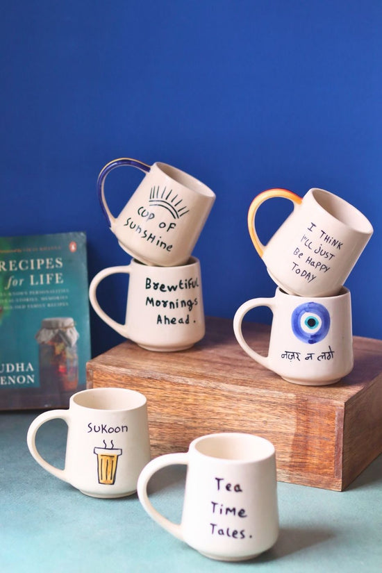 Handmade Set of 6 (Quoted Mugs) for the price of 5