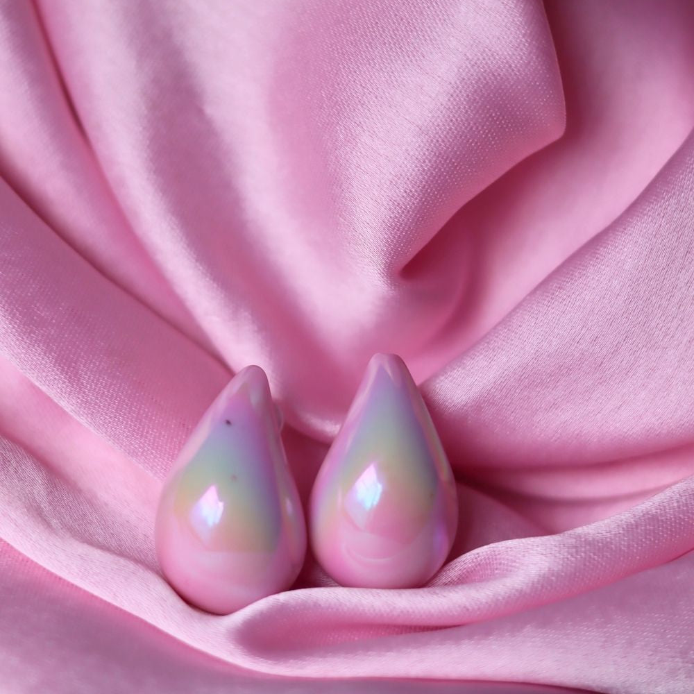 Handmade Waterdrop Earrings - Pink