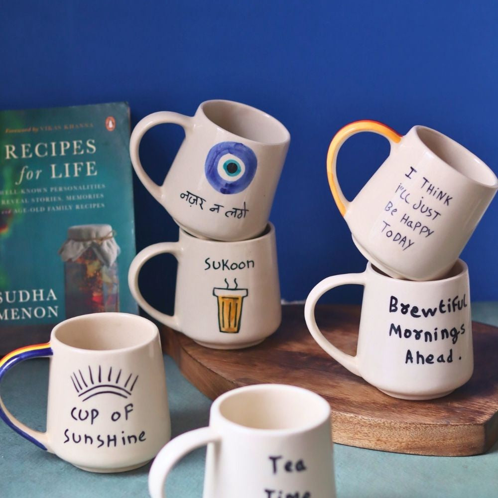 Set of 6 (Quoted Mugs) for the price of 5 made by ceramic