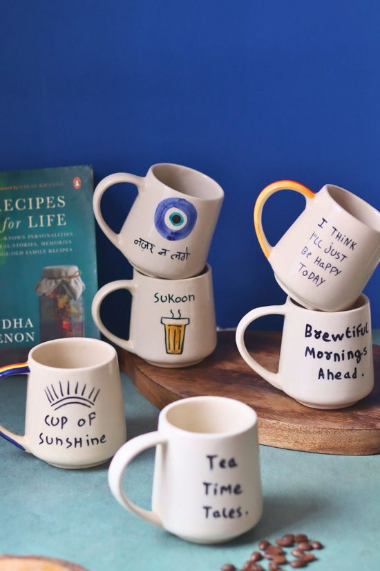 Set of 6 (Quoted Mugs) for the price of 5 made by ceramic