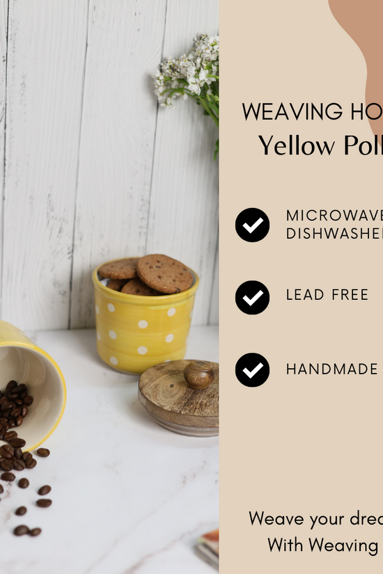 Yellow polka jar handmade signification