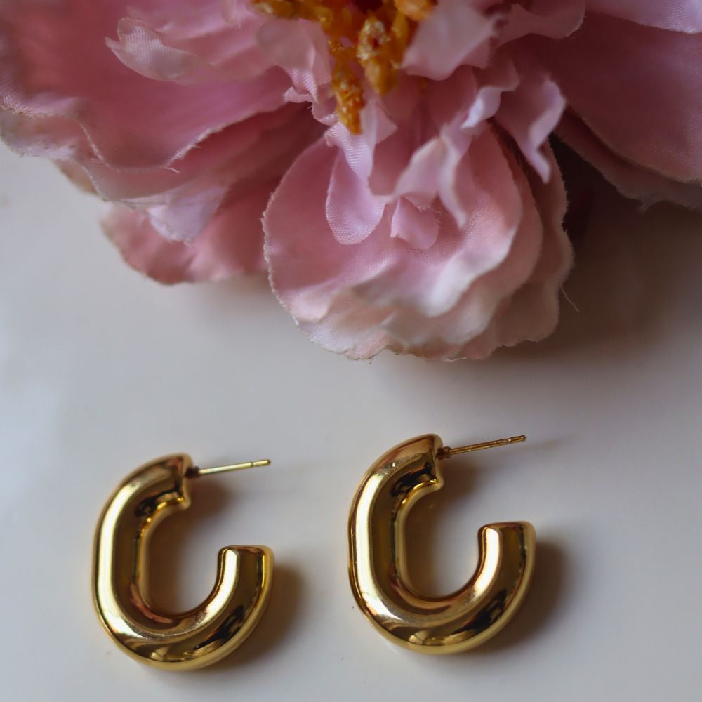 Gold plated Chunky U-Shaped Earrings