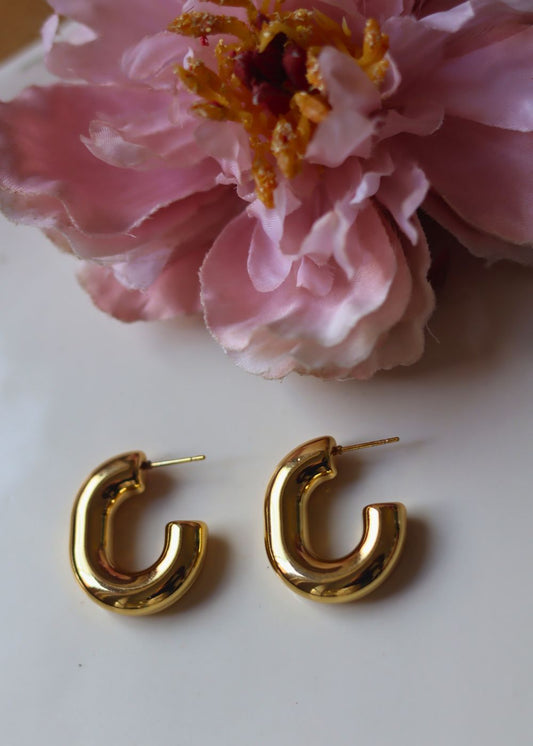 Gold plated Chunky U-Shaped Earrings