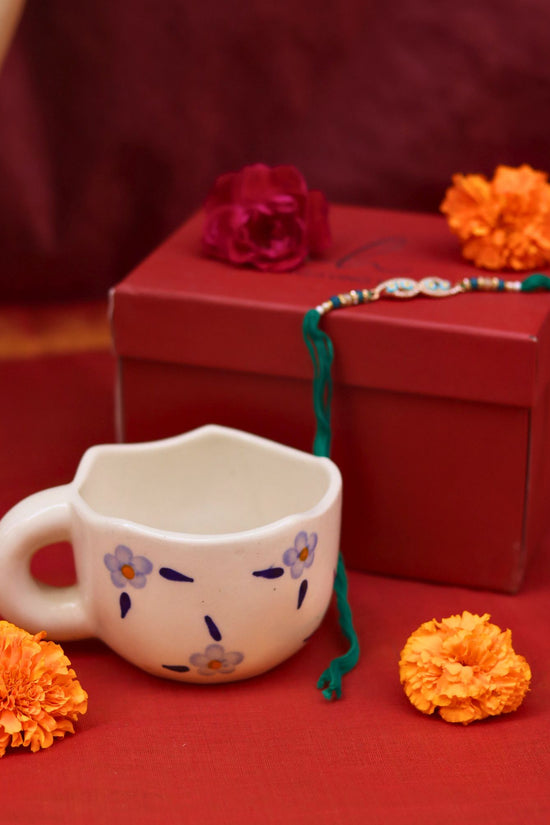 Blue Blossom Mug Rakhi Gift Box made by ceramic
