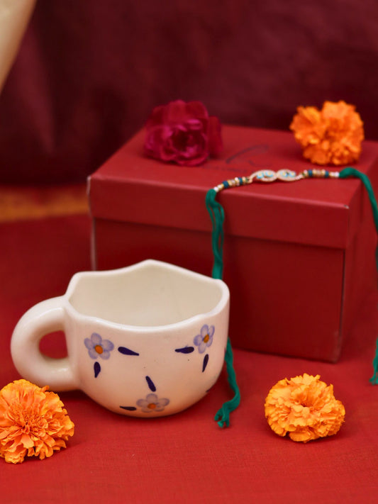 Blue Blossom Mug Rakhi Gift Box made by ceramic