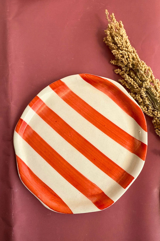 handmade Orange Striped Dessert Plate