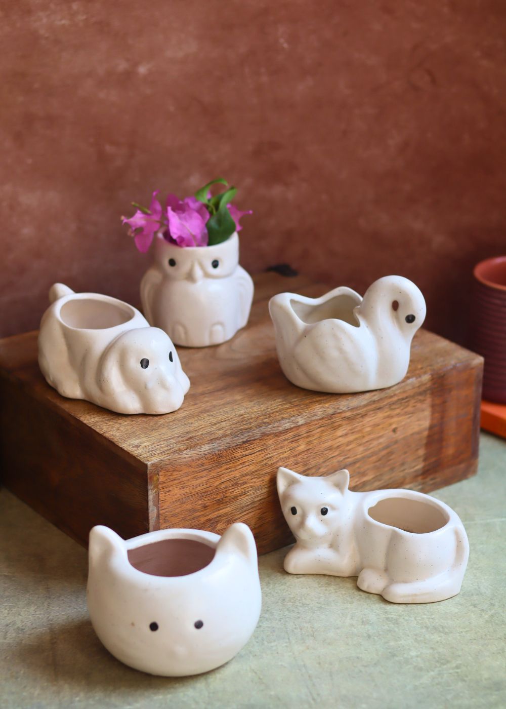 Set of 5 - Little Animals Kingdom Planters with premium quality material