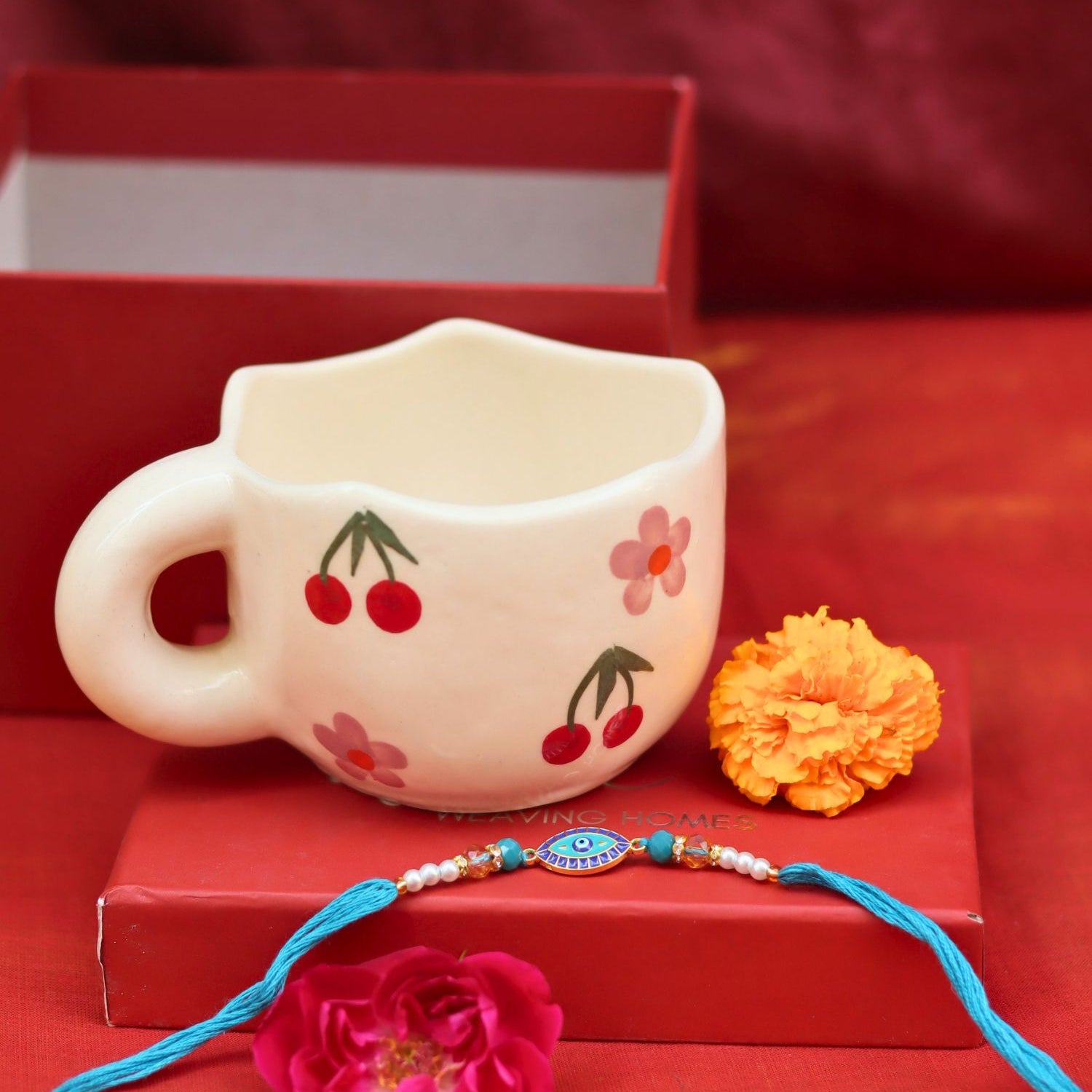 Handmade Cherry Fields Mug Rakhi Gift Box