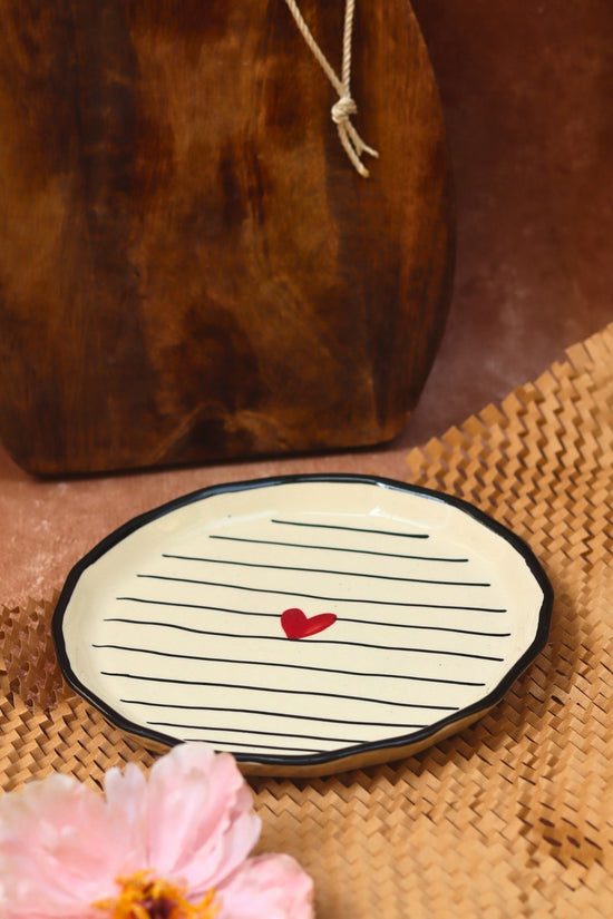handmade Striped Heart Snack Plate