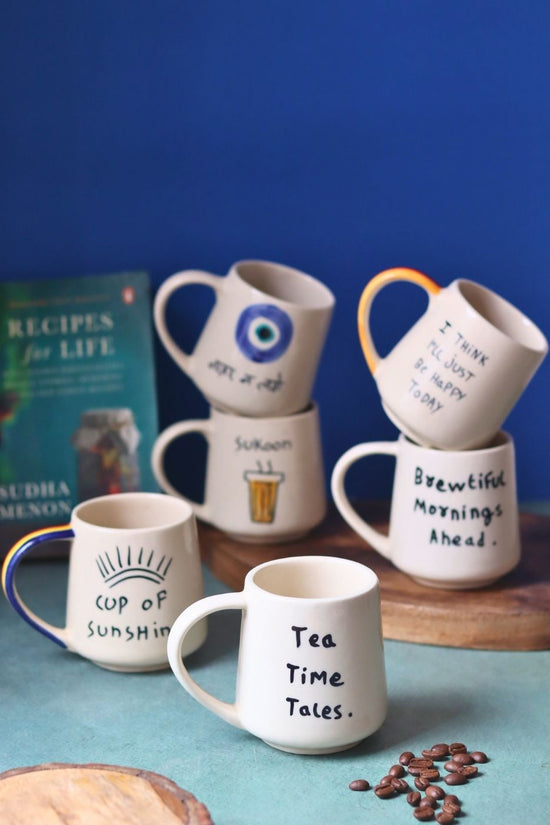 Set of 6 (Quoted Mugs) for the price of 5 handmade in india