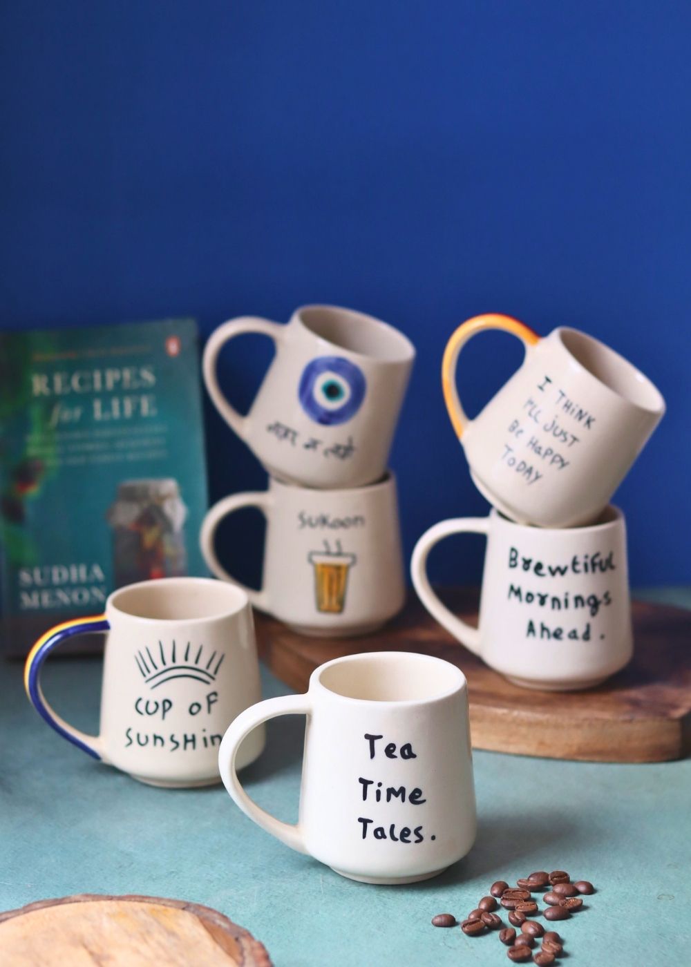 Set of 6 (Quoted Mugs) for the price of 5 handmade in india