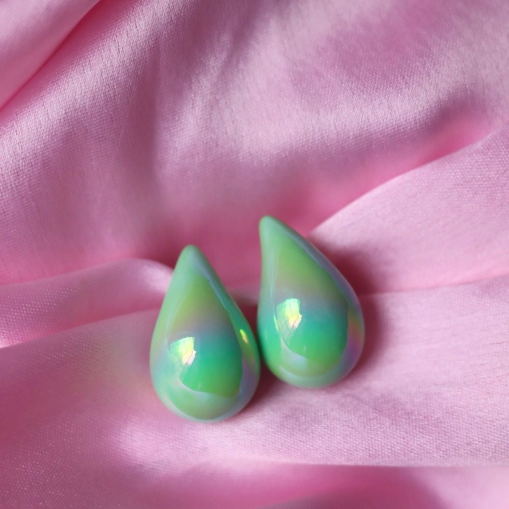 handmade Waterdrop Earrings - Green