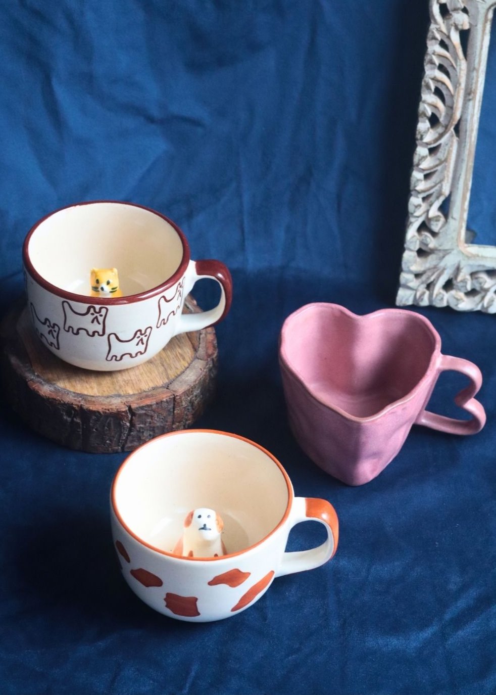 Handmade Set of 3 - Pawfect Love Mugs