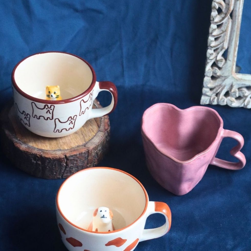 Handmade Set of 3 - Pawfect Love Mugs