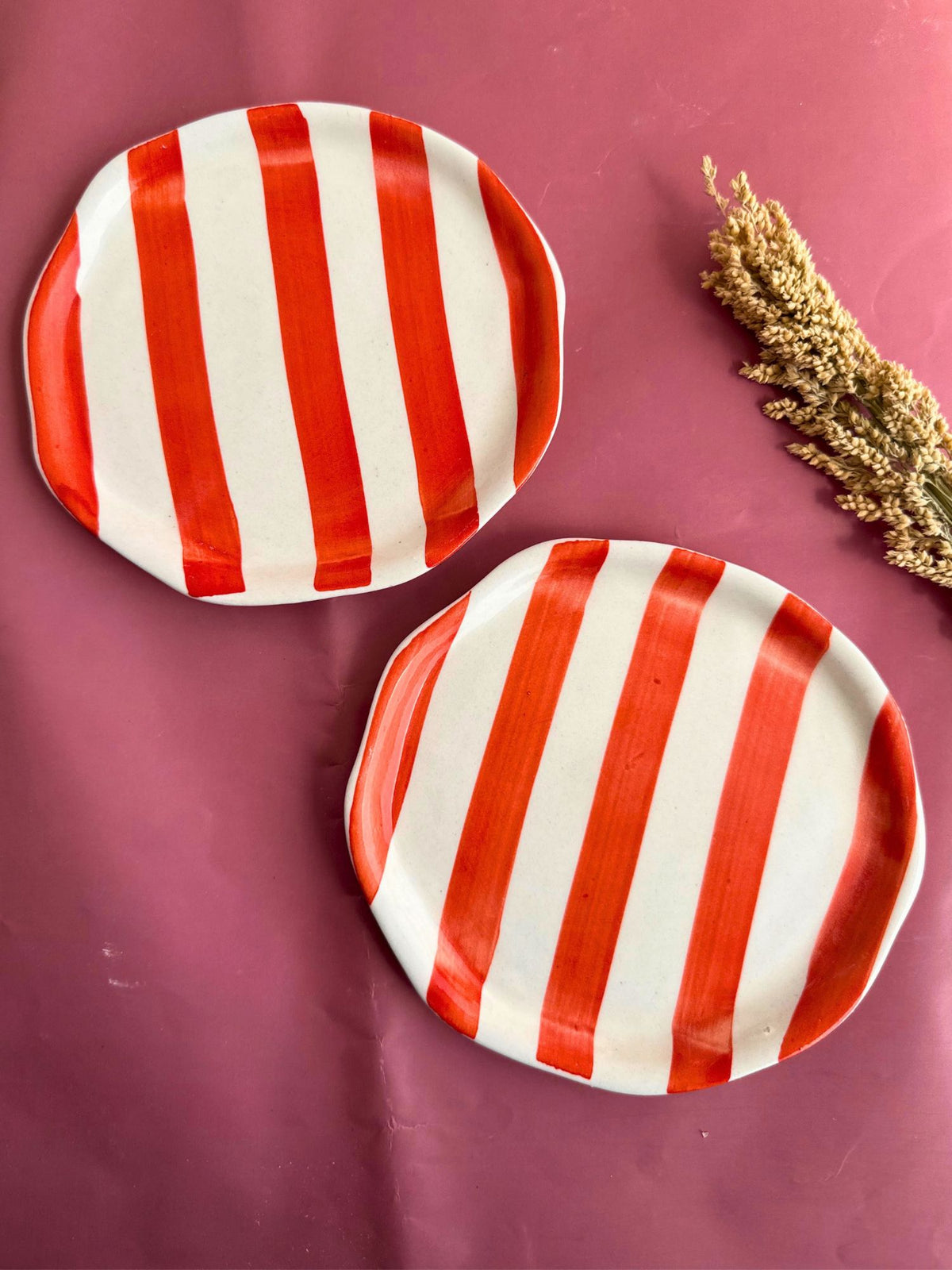 Orange Striped Dessert Plate made by ceramic