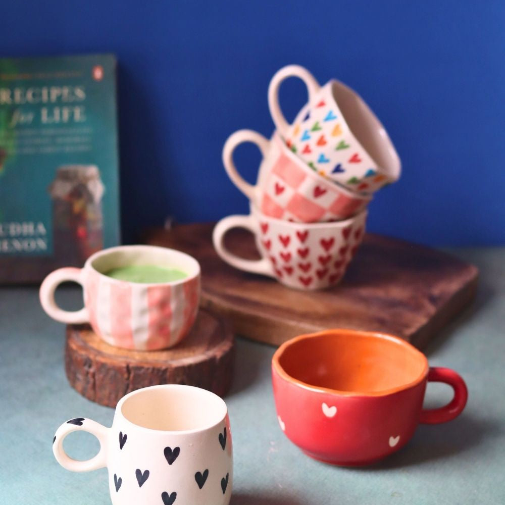 handmade Set of 6 Heart Sip Mugs (for the price of 5)