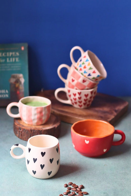 handmade Set of 6 Heart Sip Mugs (for the price of 5)