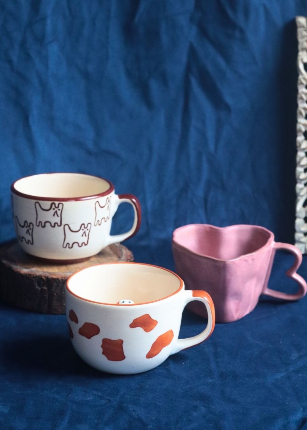 Set of 3 - Pawfect Love Mugs handmade in india