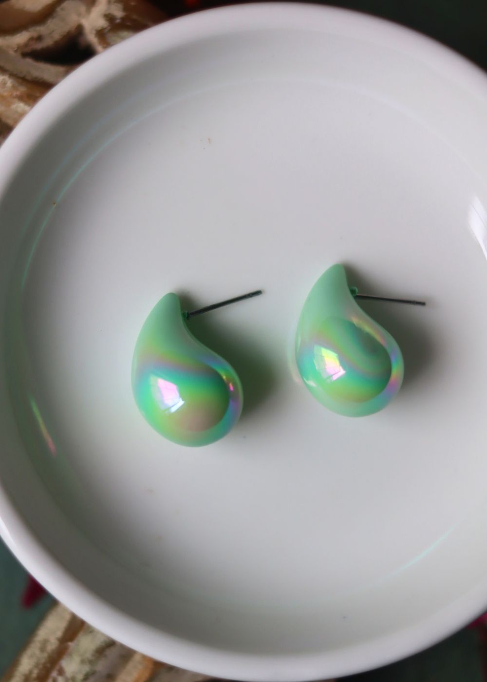 Waterdrop Earrings - Green handmade in india