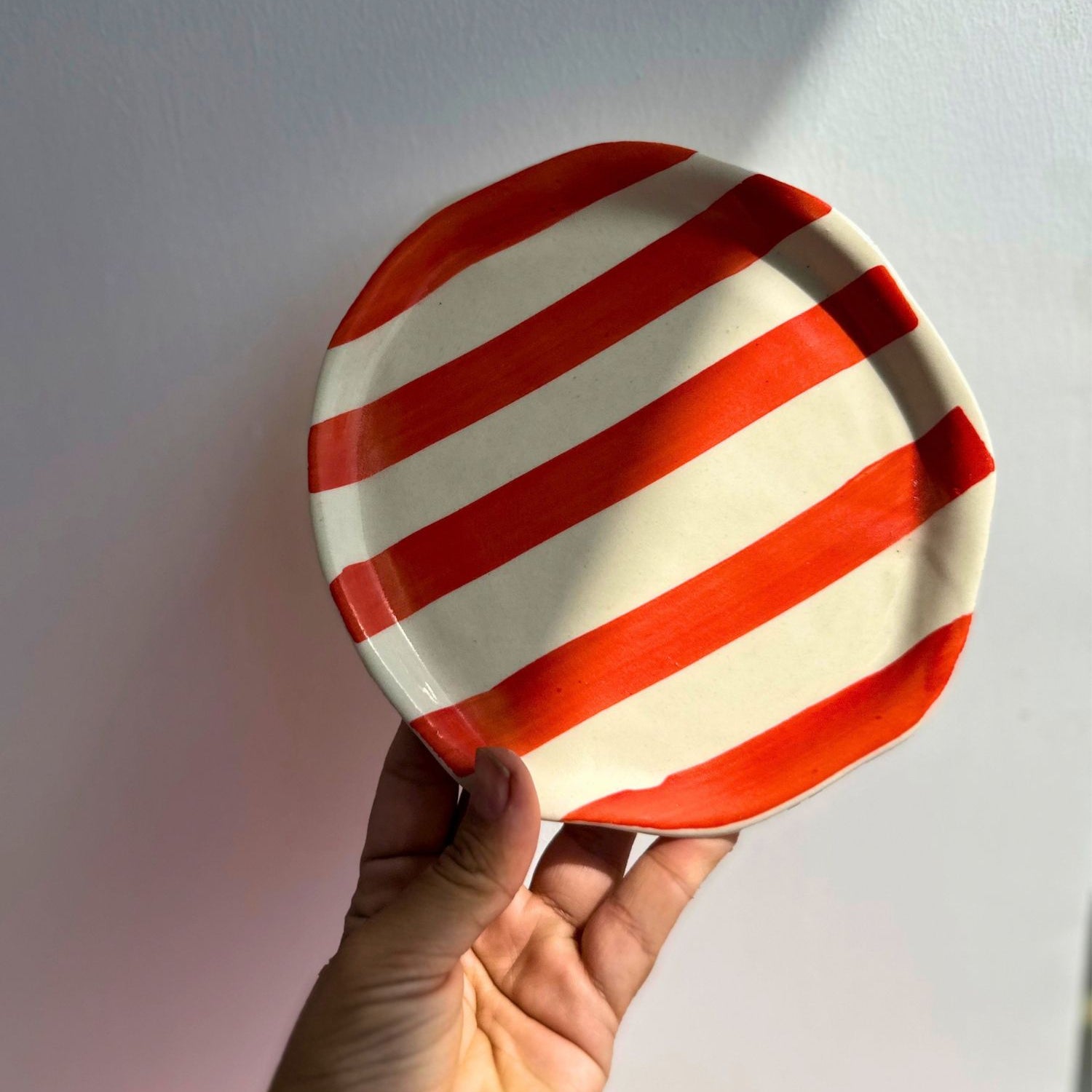 Orange Striped Dessert Plate with premium quality material
