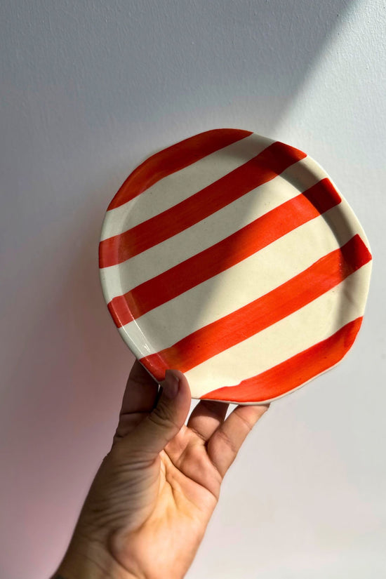 Orange Striped Dessert Plate with premium quality material