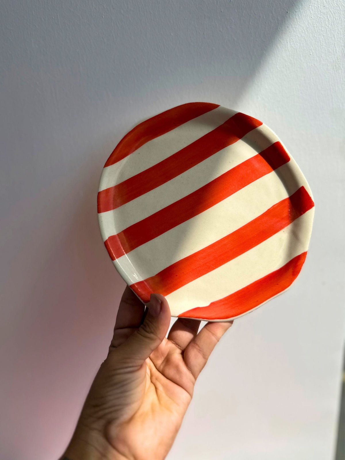 Orange Striped Dessert Plate with premium quality material