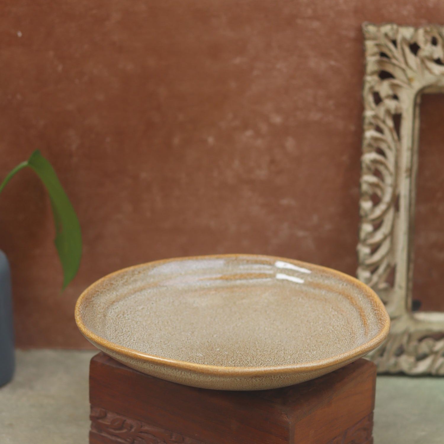 handmade Beige Artisanal Pasta Plate