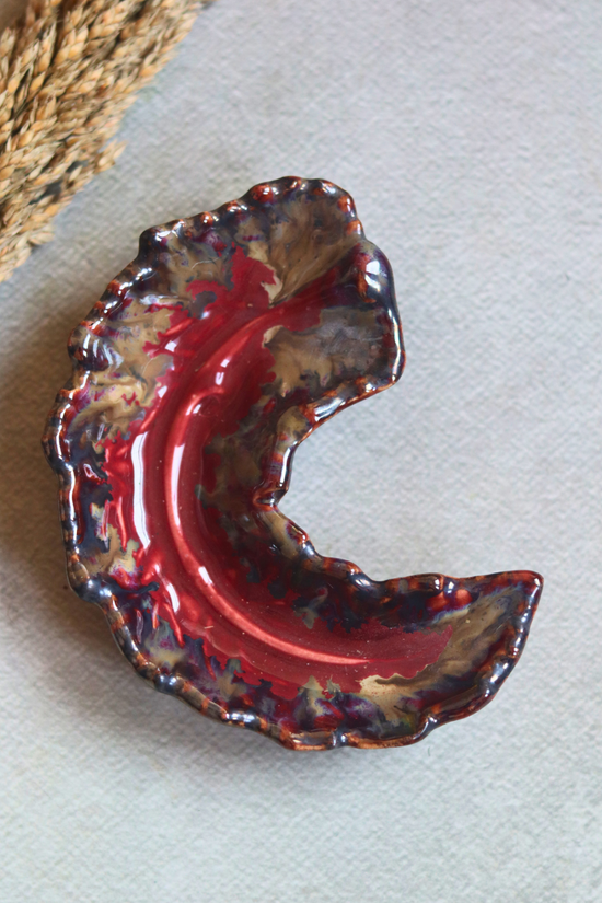 Handmade ceramic leaf dip bowl 