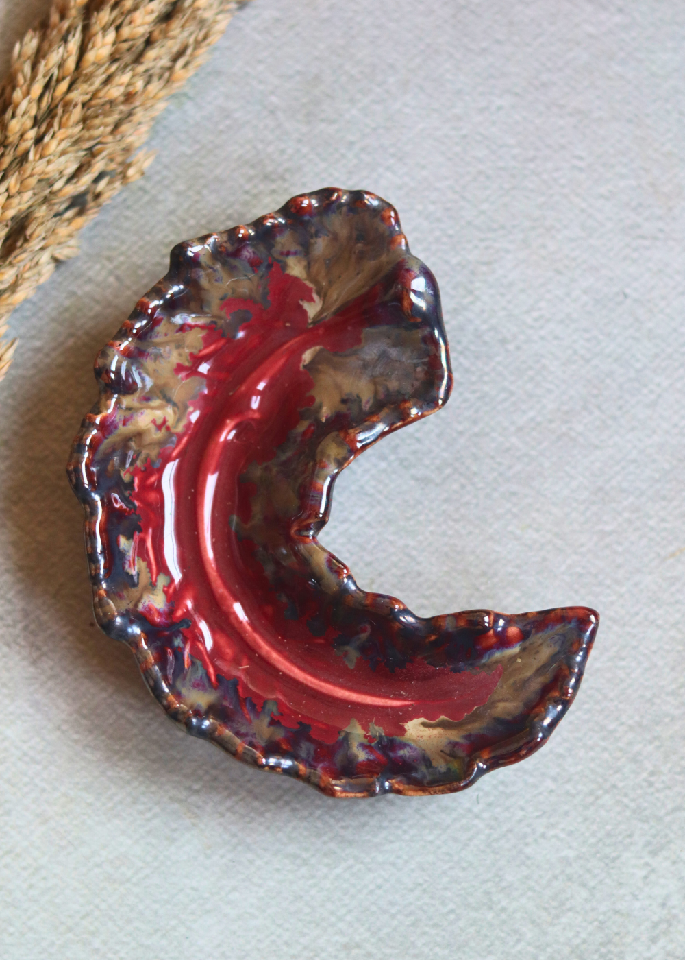 Handmade ceramic leaf dip bowl 