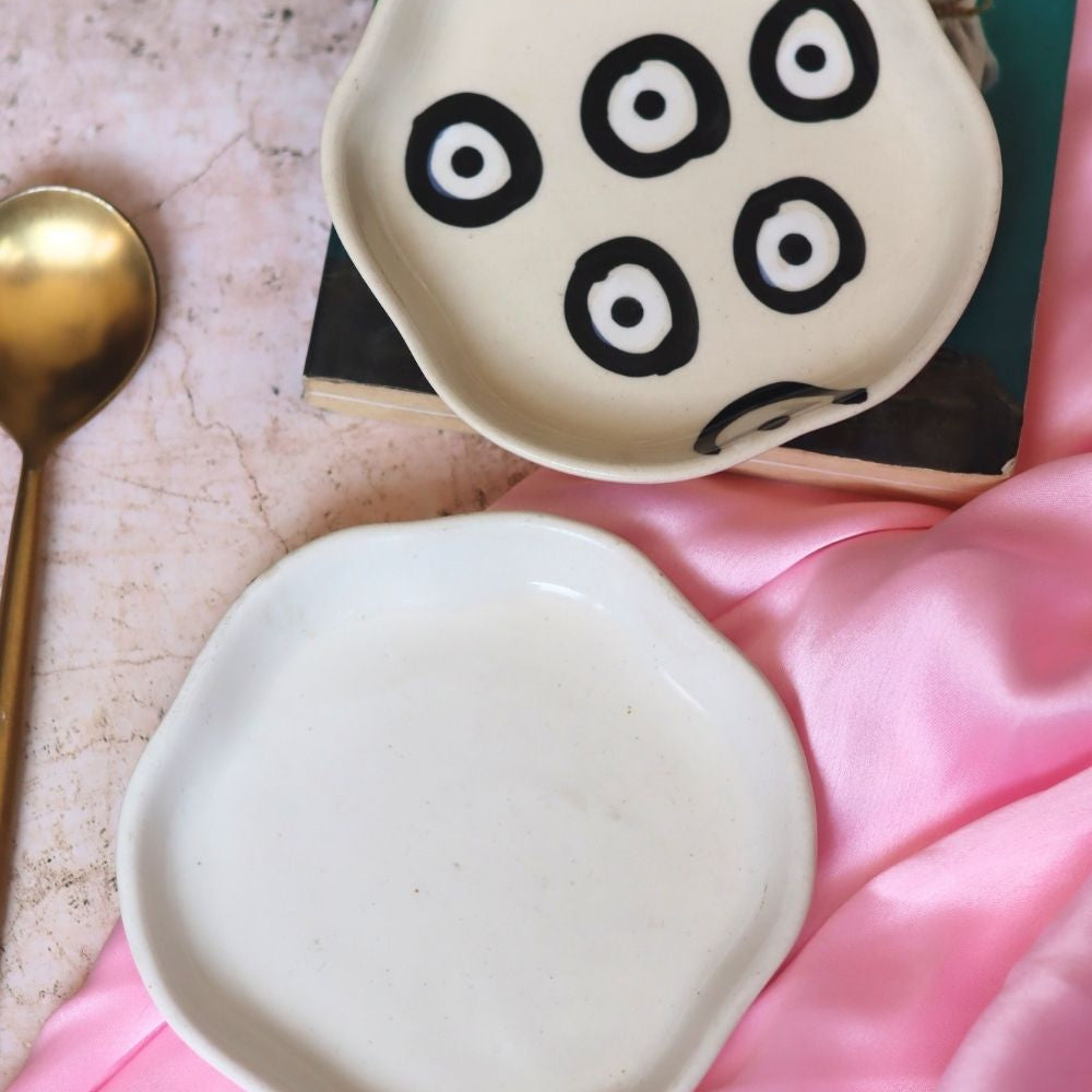 Handmade Evil eye & White Handmade Dessert Plate