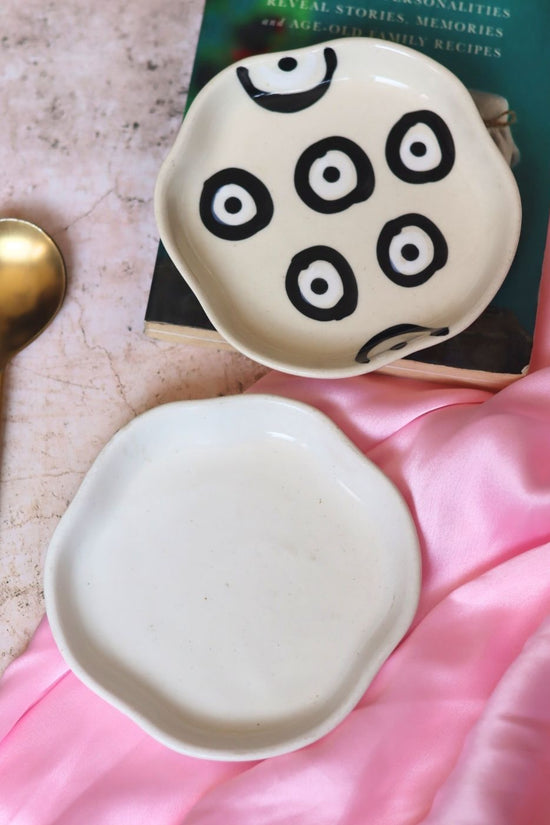 Handmade Evil eye & White Handmade Dessert Plate