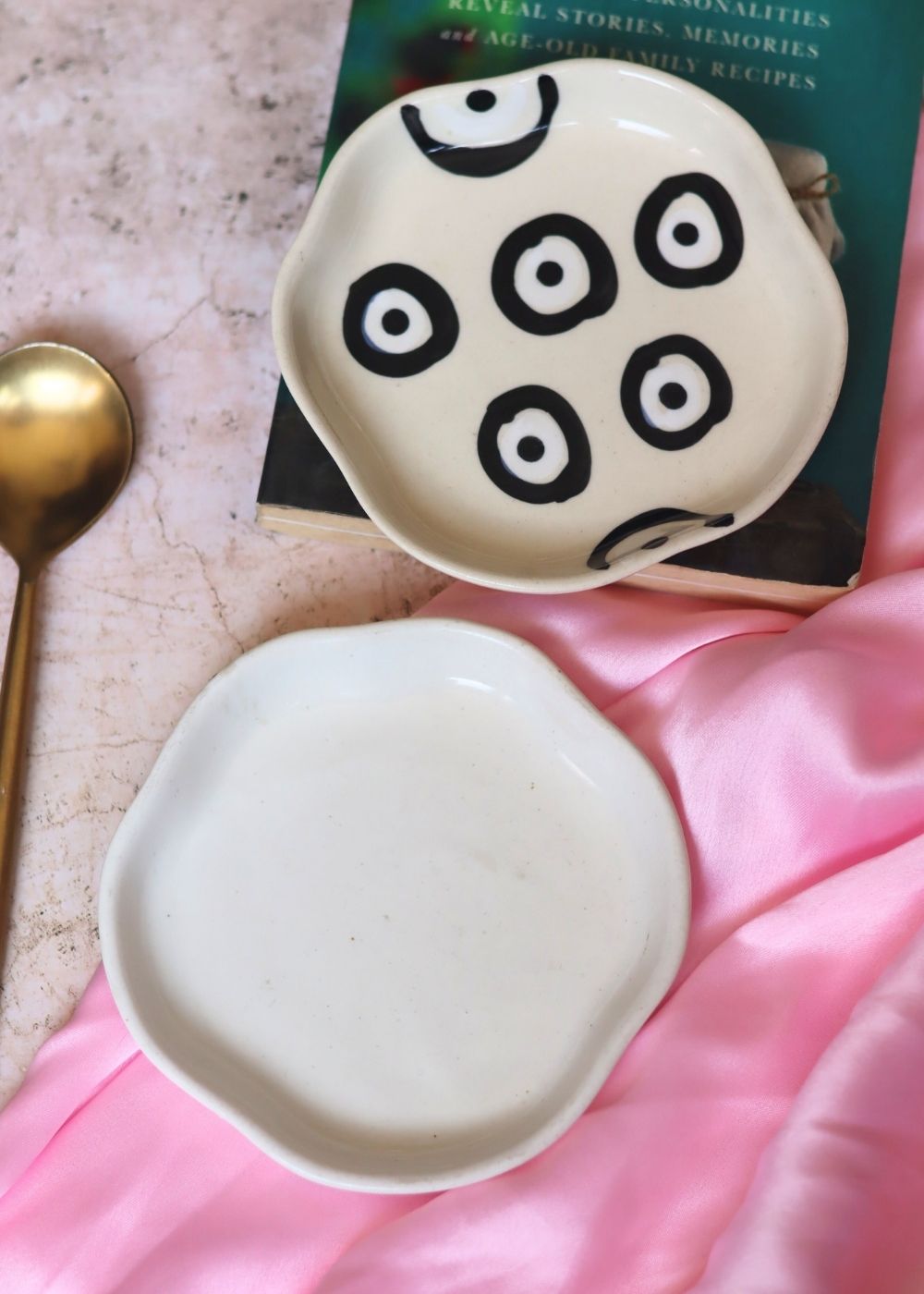 Handmade Evil eye & White Handmade Dessert Plate