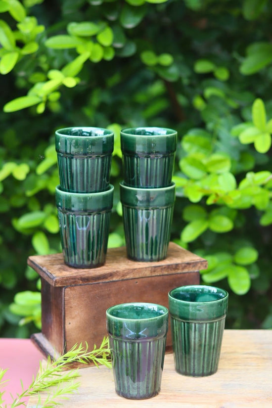 Set of 6 - Green Kulhad with premium quality material
