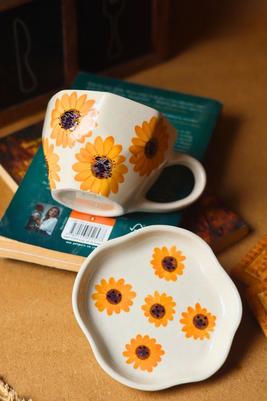 Surajmukhi mug & Handmade Dessert Plate made by ceramic