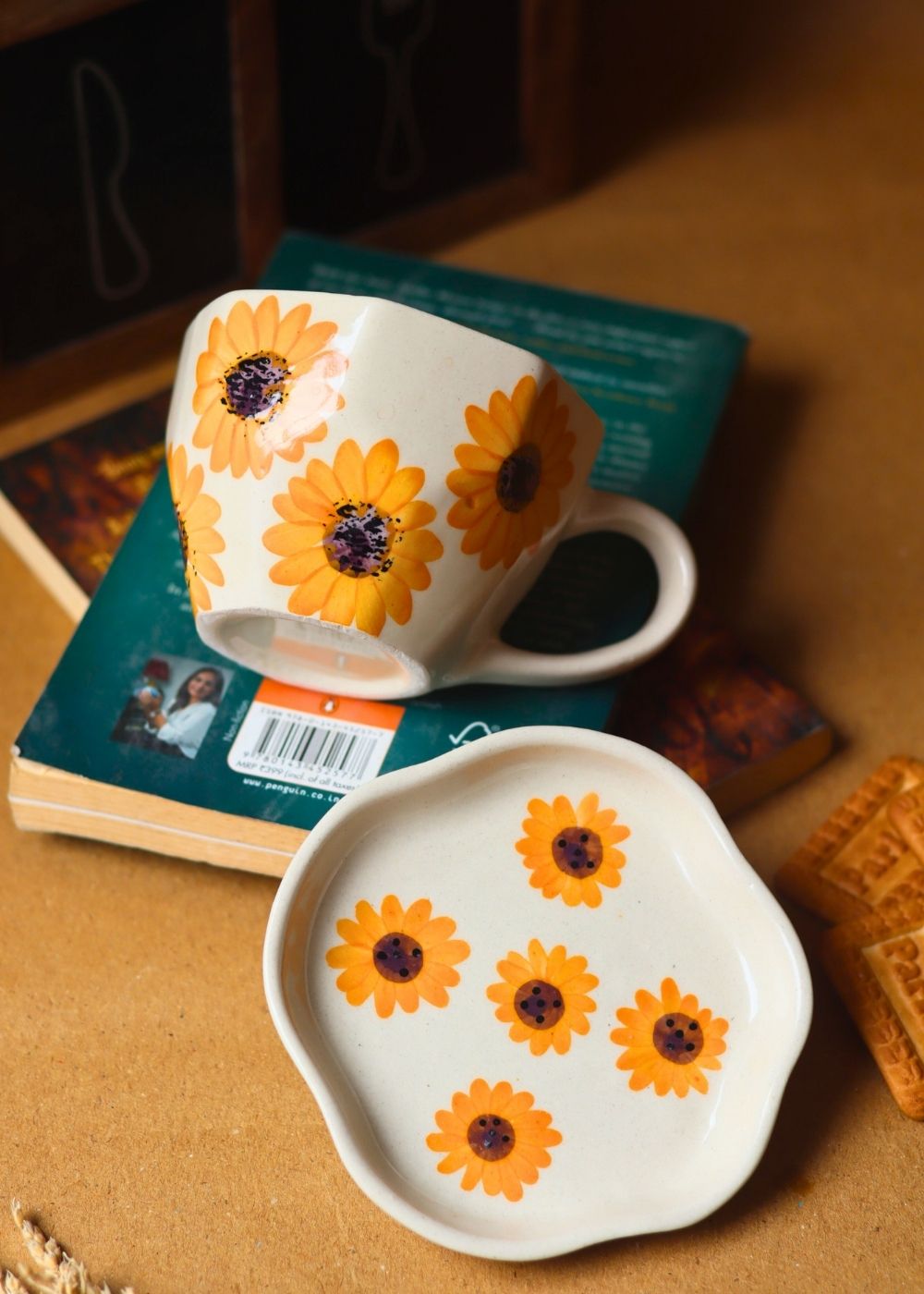 Surajmukhi mug & Handmade Dessert Plate made by ceramic