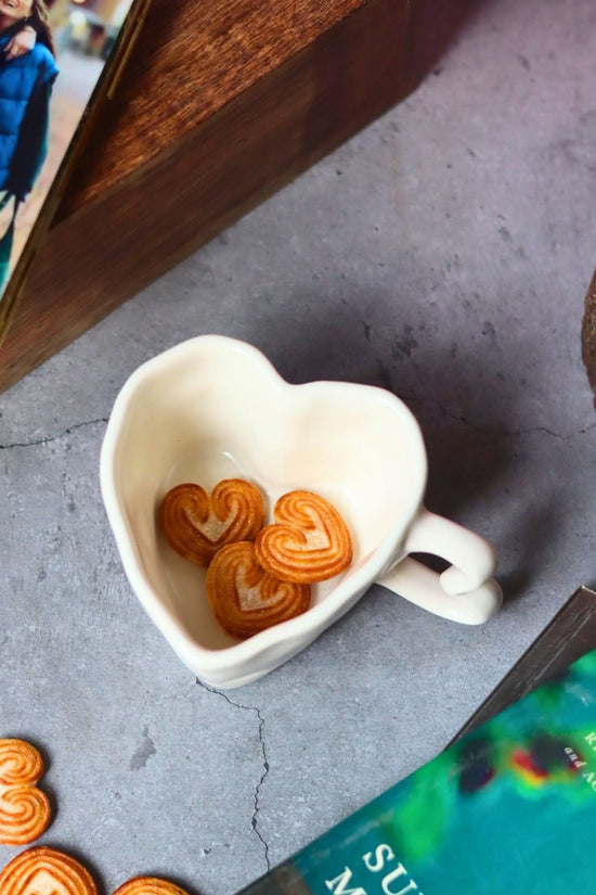 Handmade White Heart Shaped Mug