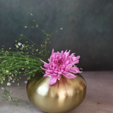 Brass vase handmade with flowers