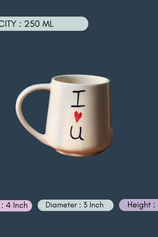 handmade heart you mug with  measurement
