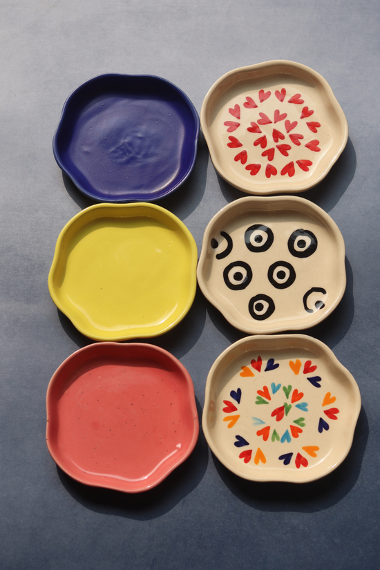handmade heart & neutrals handmade dessert plate for the price of 5 combo