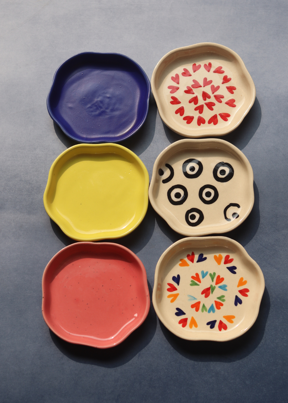 handmade heart & neutrals handmade dessert plate for the price of 5 combo