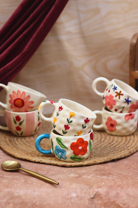 Set of 6 Blossom Glow mugs (for the price of 5) made by ceramic