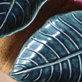 Closeup shot of leaf platter 