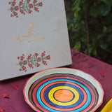 Rainbow Swirl Plate in a Gift Box made by ceramic